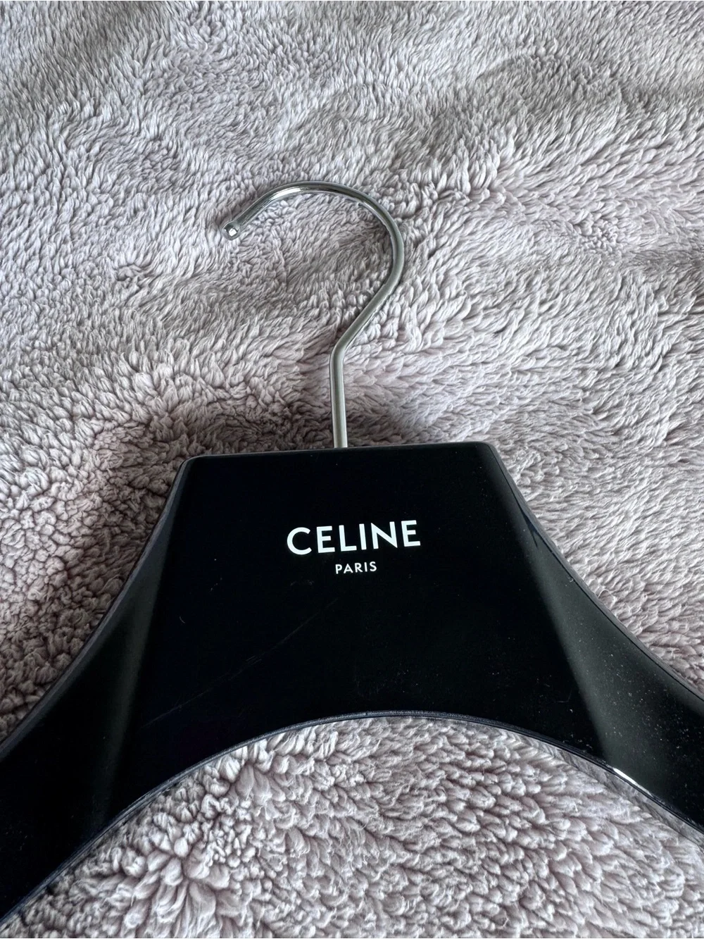 Celine Paris Authentic Black Heavy Duty Suit Coat Hanger Non-Slip Shoulder Grip